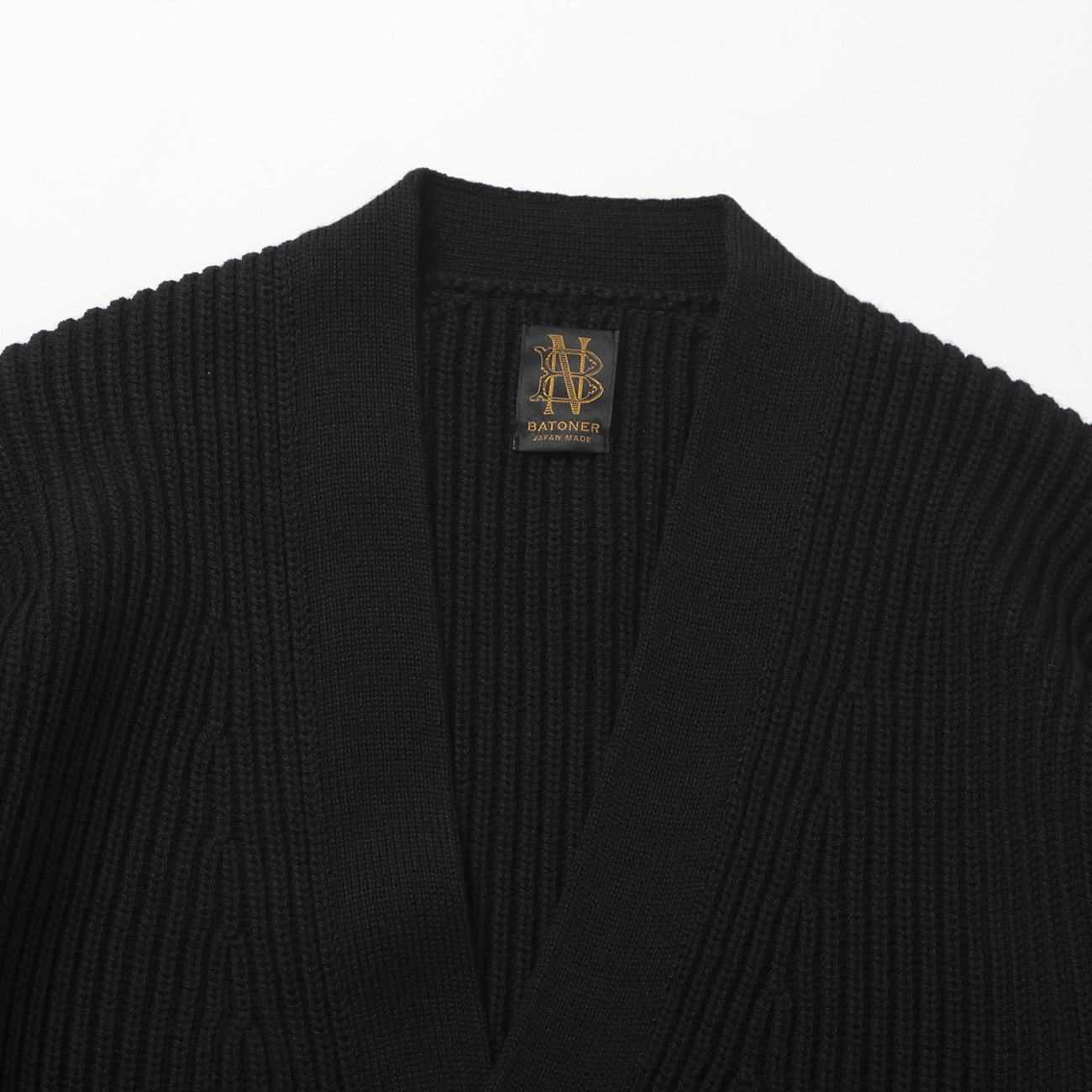 BATONER / バトナー | SOLID WOOL RIB CARDIGAN (メンズ