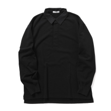 Y / ワイ (YLEVE / イレーヴ) | ORGANIC COTTON BLEND LIGHT WEIGHT FLEECE RUGBY SHIRT - Black