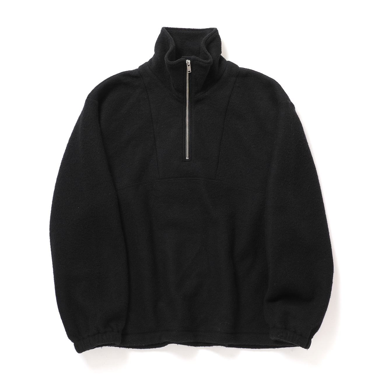 YOKE / ヨーク | Wool Fleece Half Zip Pullover - Black | 通販