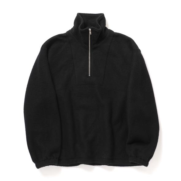 YOKE / ヨーク | Wool Fleece Half Zip Pullover - Black | 通販