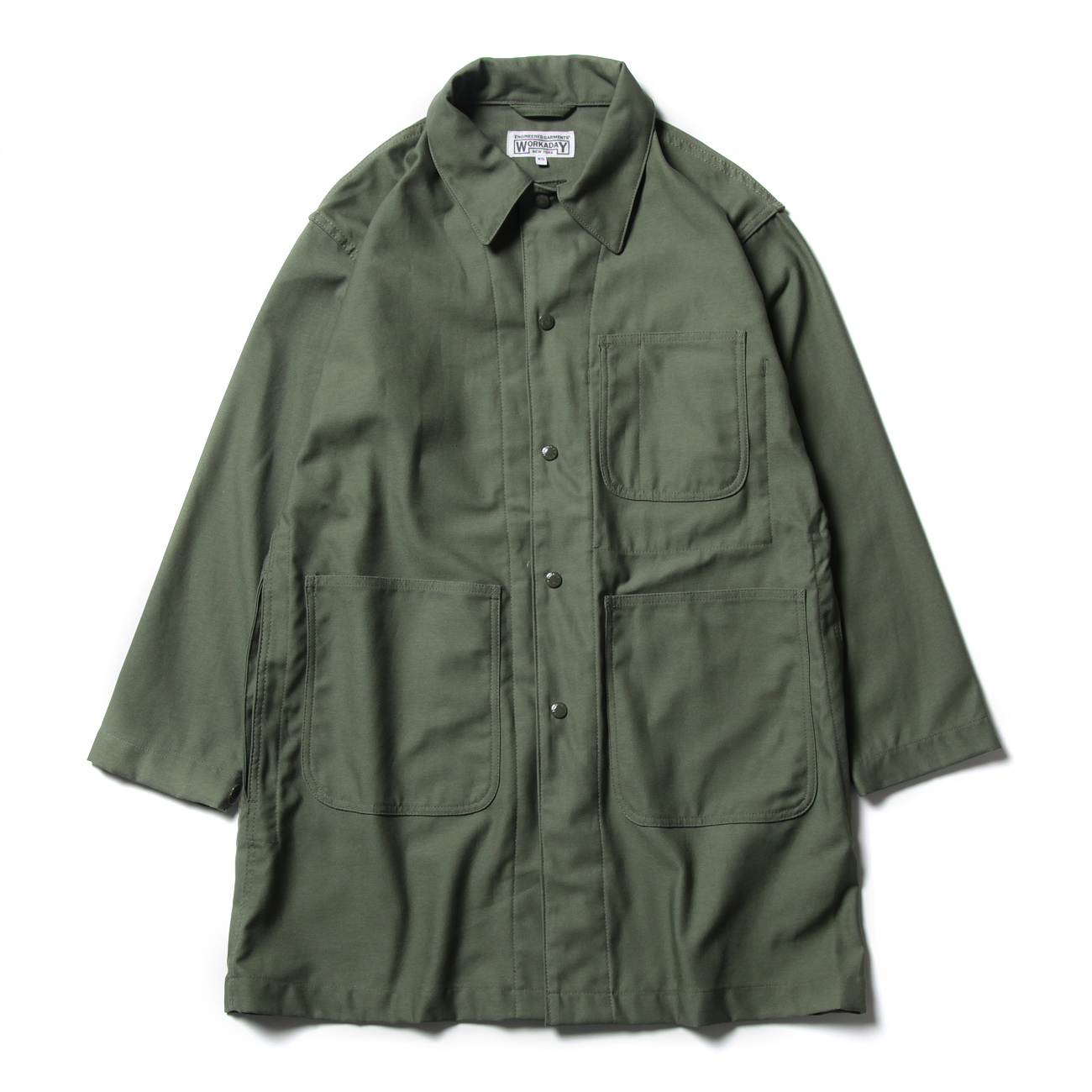 ENGINEERED GARMENTS EG Workaday Shop Coat Reversed Sateen Olive COLLECT STORE