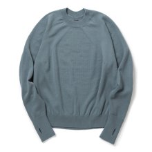 BATONER / バトナー | AGING WOOL SIGNATURE CREW NECK (メンズ) - Gray Blue