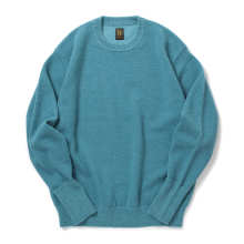 BATONER / バトナー | BABY ALPACA KURUMI TENJIKU CREW NECK (メンズ) - Sax Blue