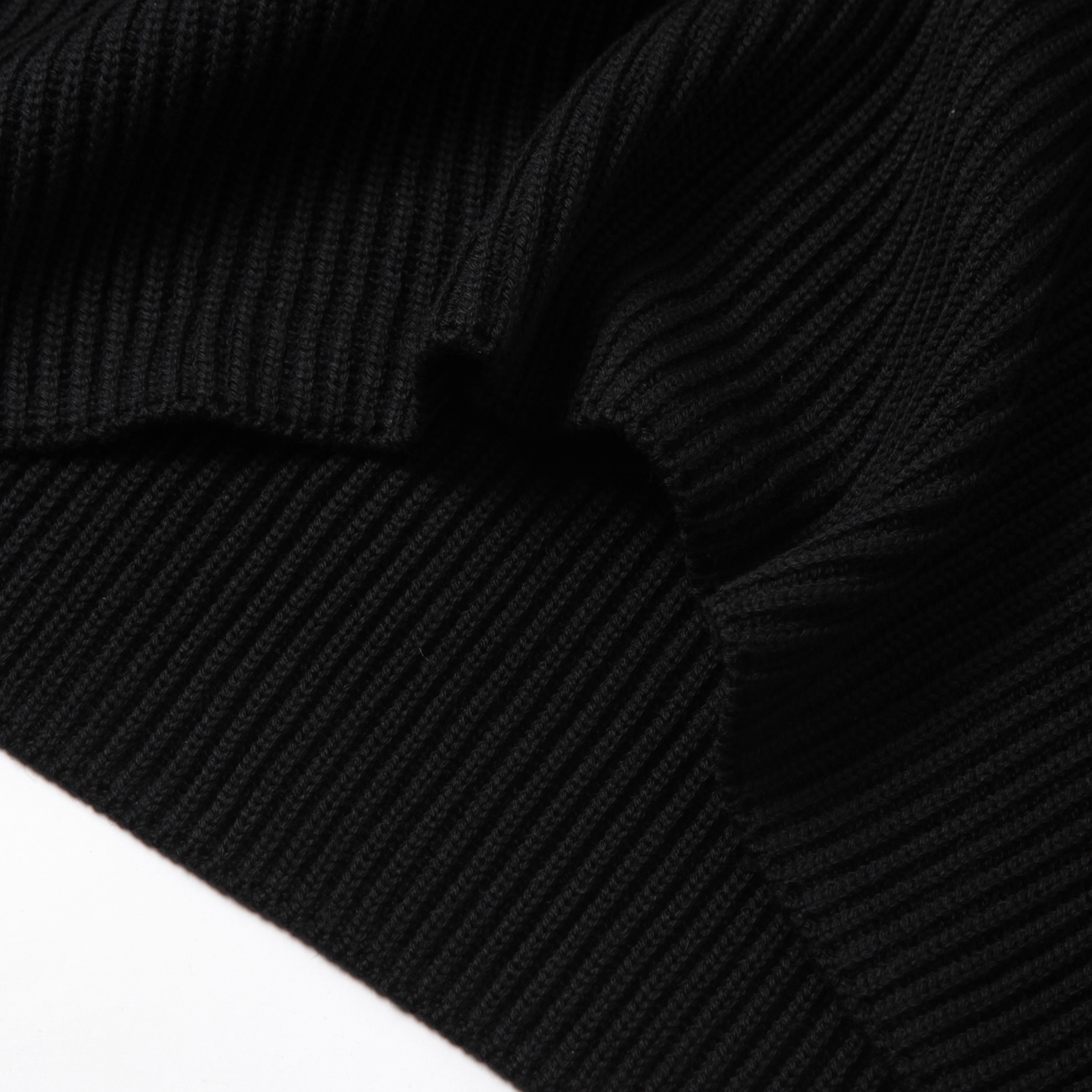 BATONER / バトナー | SOLID WOOL RIB CREW NECK (メンズ) - Black