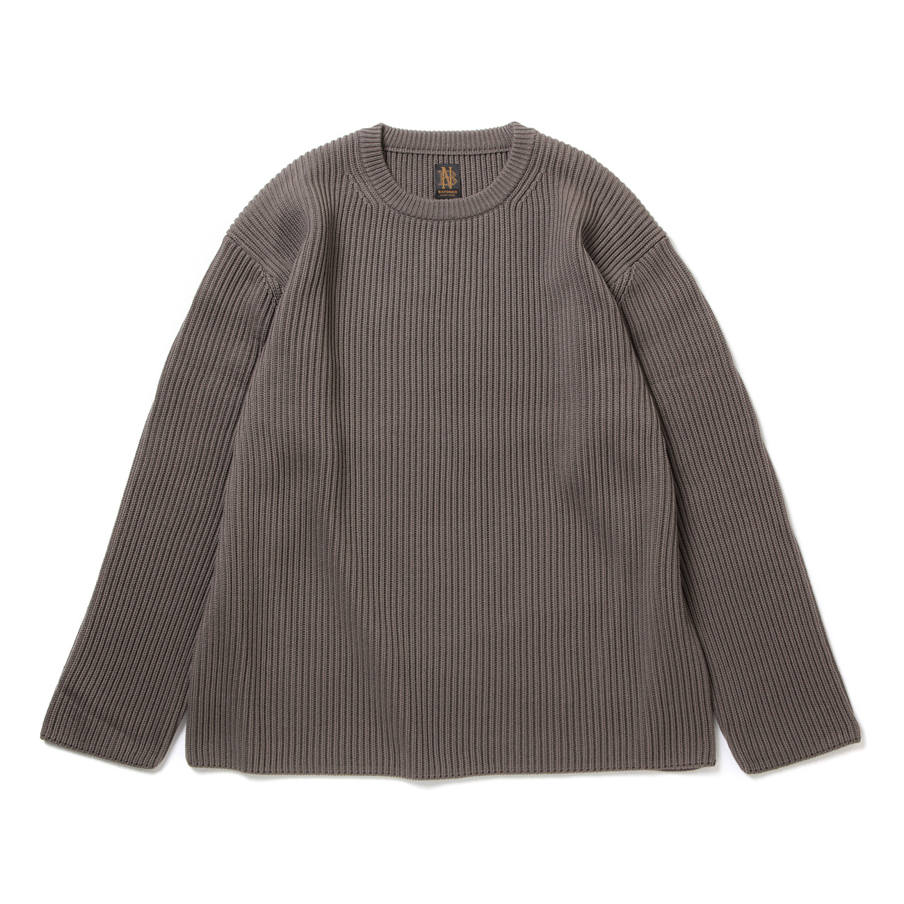 BATONER / バトナー | SOLID WOOL RIB CREW NECK (メンズ) - Walnut