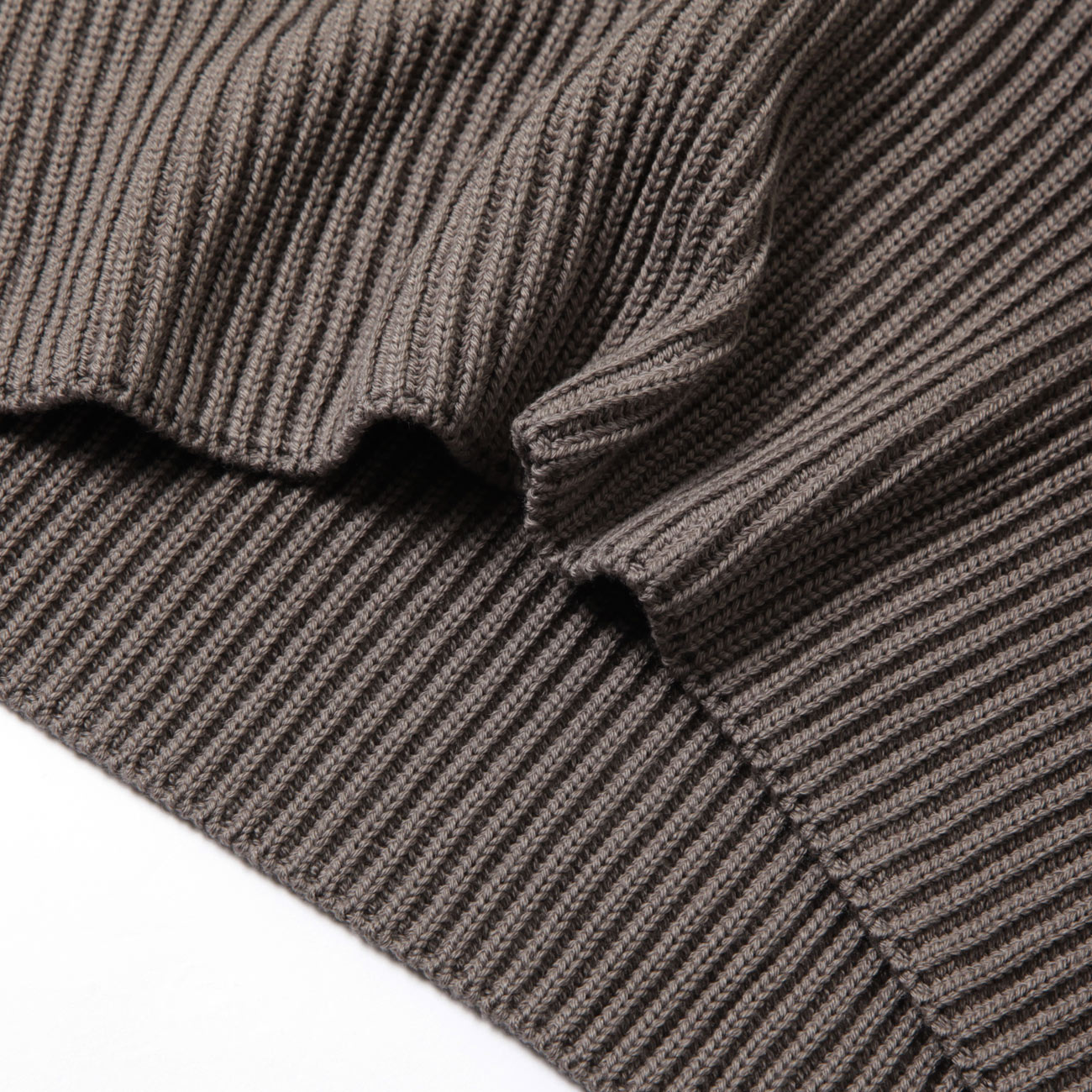 BATONER / バトナー | SOLID WOOL RIB CREW NECK (メンズ) - Walnut