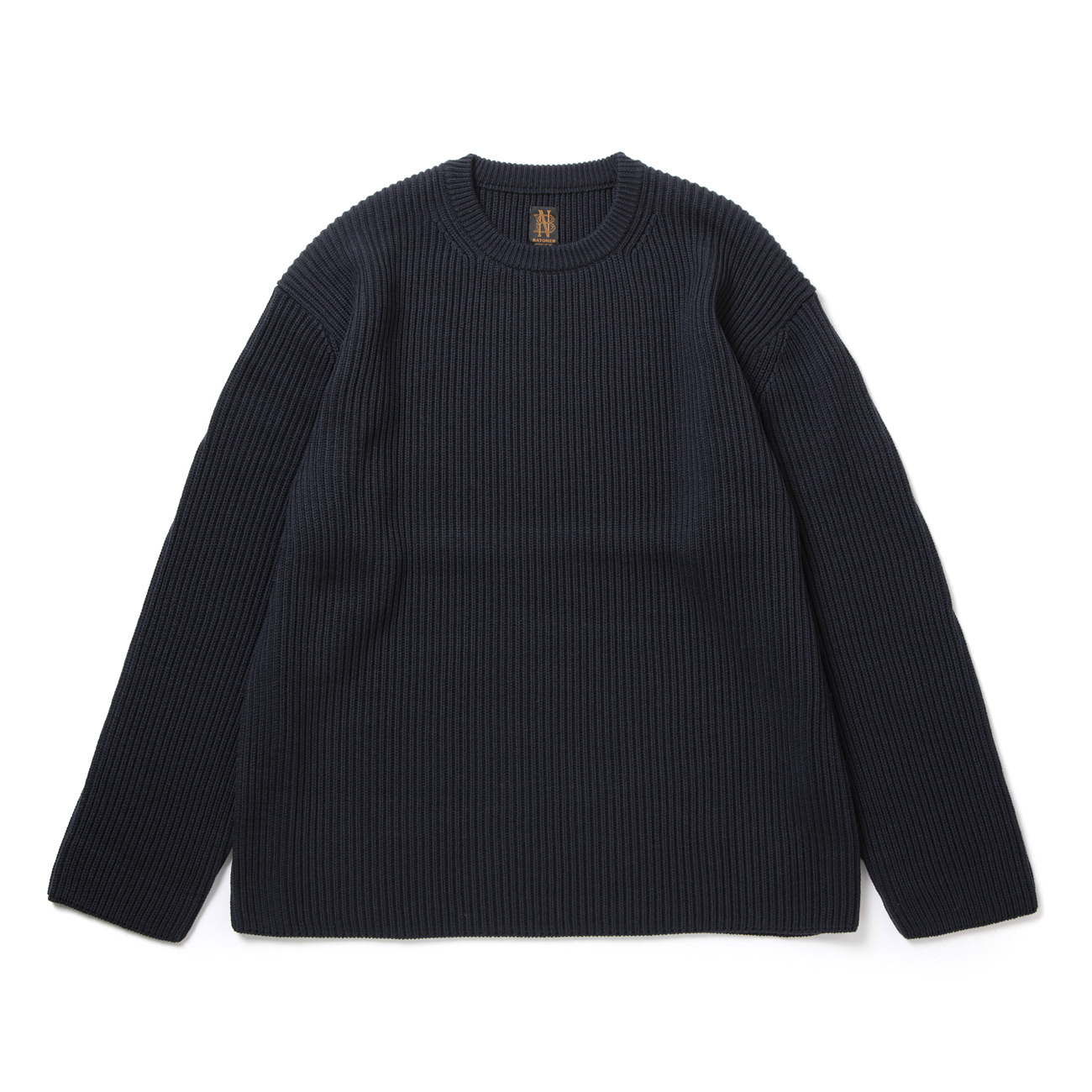 BATONER / バトナー | SOLID WOOL RIB CREW NECK (メンズ) - Navy