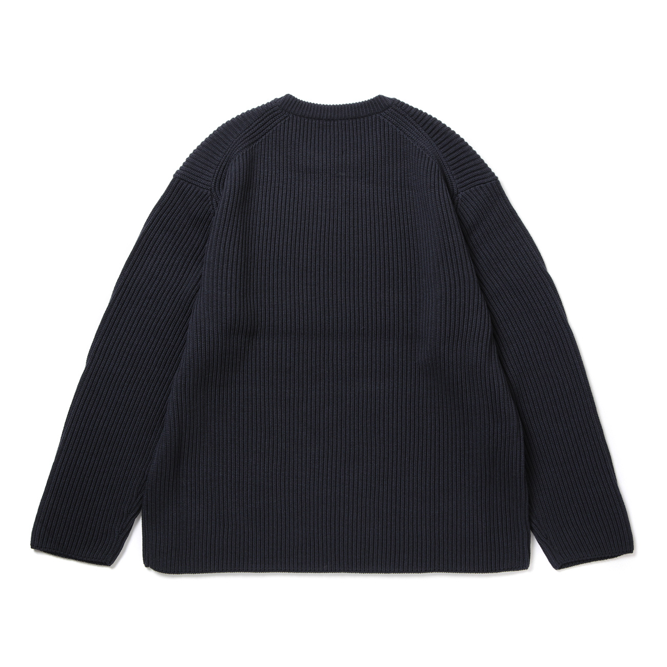 BATONER / バトナー | SOLID WOOL RIB CREW NECK (メンズ) - Navy