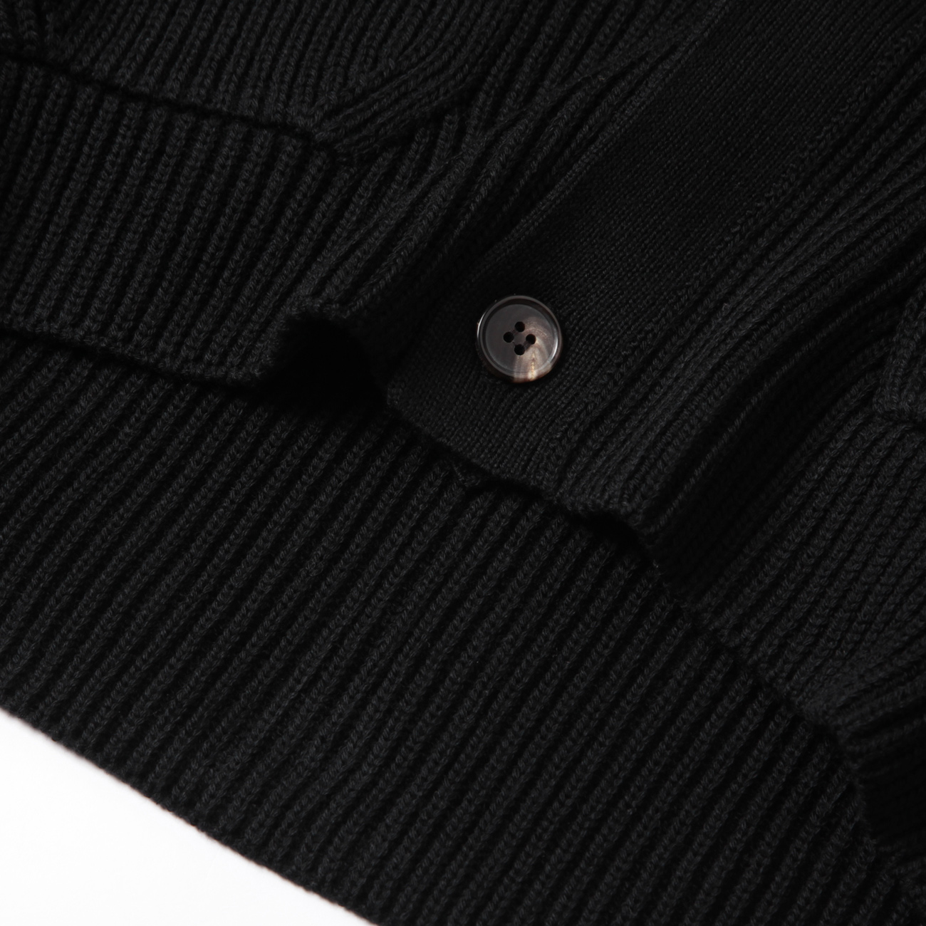 BATONER / バトナー | SOLID WOOL RIB CARDIGAN (メンズ) - Black