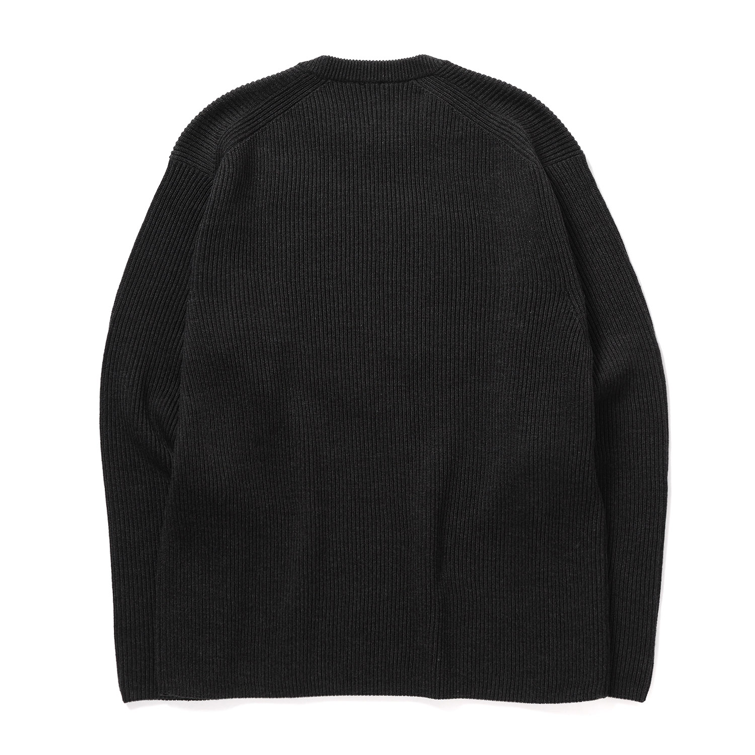 BATONER / バトナー | SOLID WOOL RIB CREW NECK (メンズ) - Charcoal