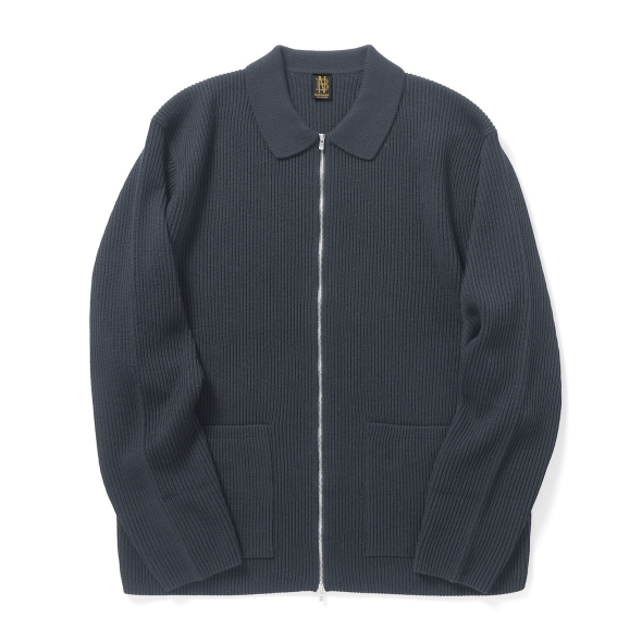 BATONER / バトナー | SOLID WOOL RIB POLO ZIP UP BLOUSON (メンズ