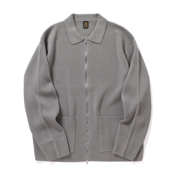 BATONER / バトナー | SOLID WOOL RIB POLO ZIP UP BLOUSON (メンズ