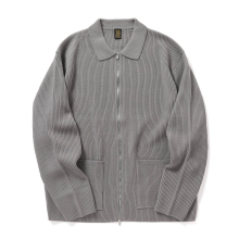BATONER / バトナー | SOLID WOOL RIB POLO ZIP UP BLOUSON (メンズ) - Gray