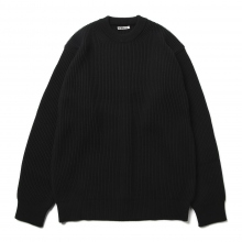 AURALEE オーラリー SUPER FINE WOOL KNIT P/O 黒 AURALEE / オーラリー | SUPER FINE WOOL RIB KNIT BIG P/O (メンズ