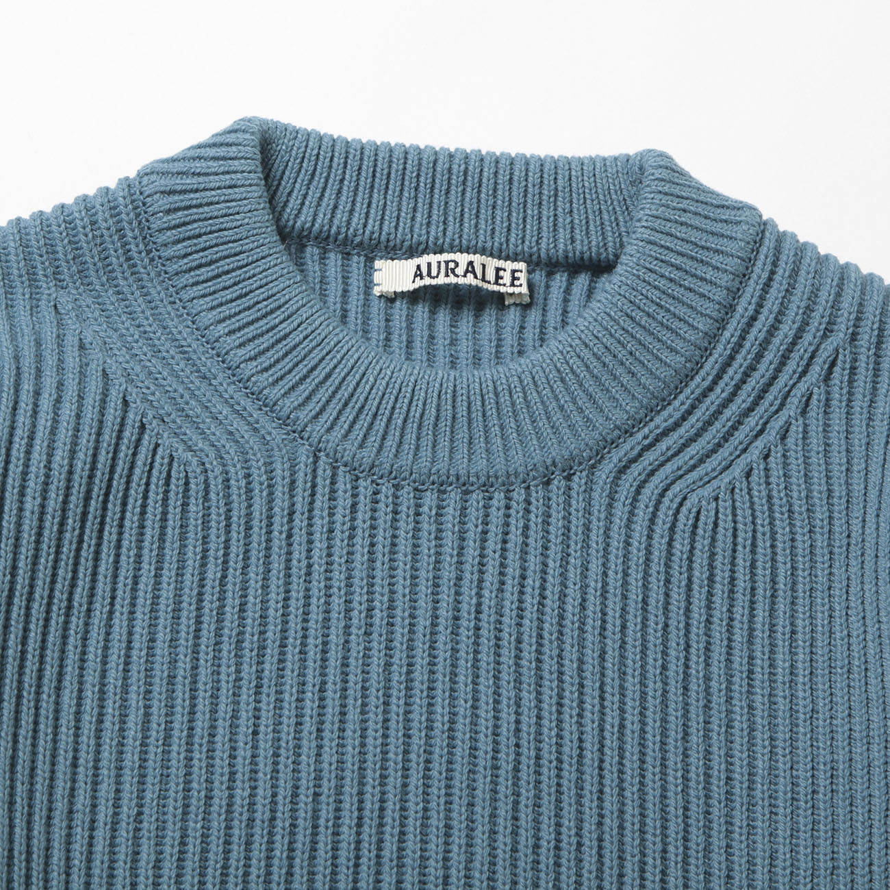 SUPER FINE WOOL RIB KNIT BIG P/O - Blue