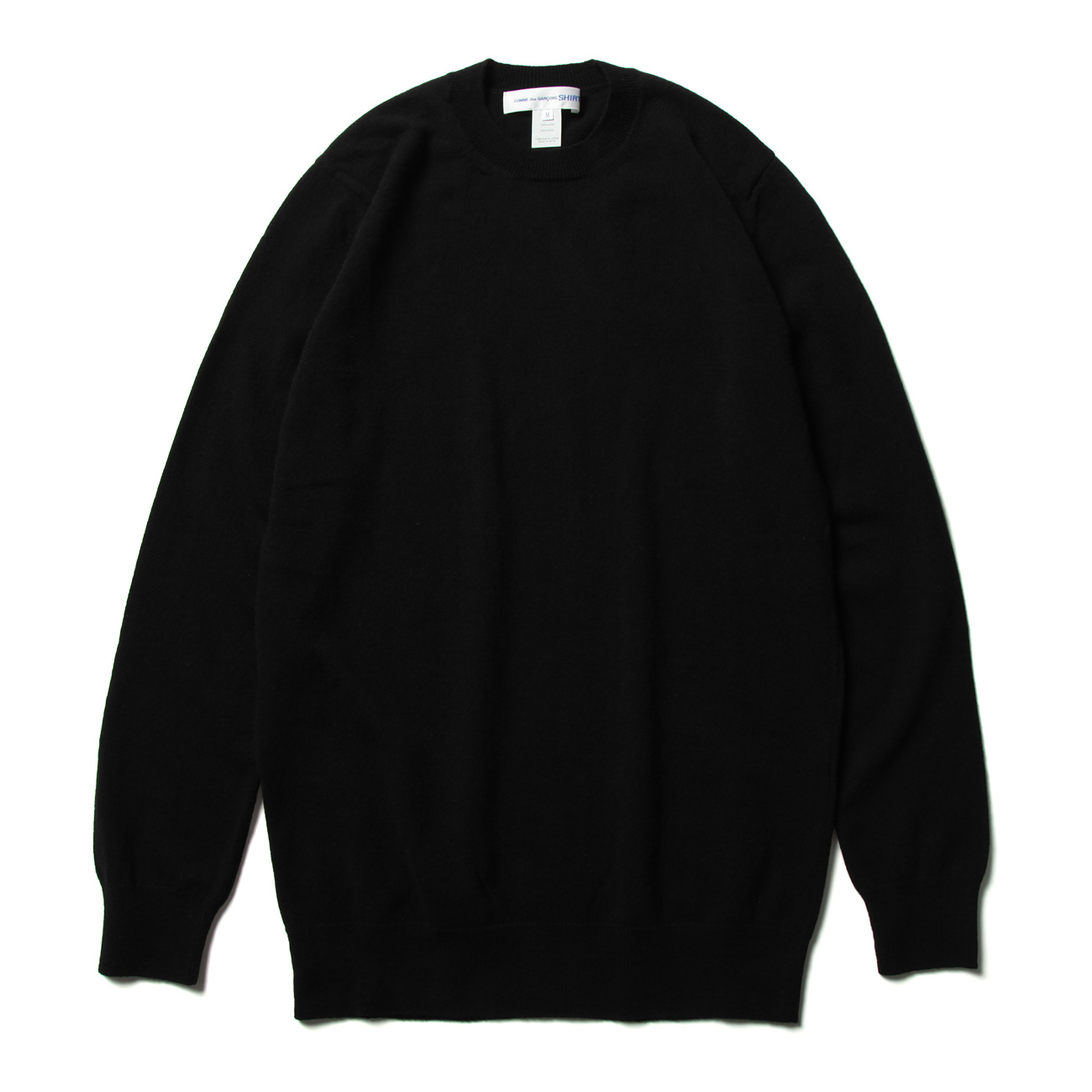 Crew Neck Pullover fully fashioned knit lambs wool gauge 12 Black