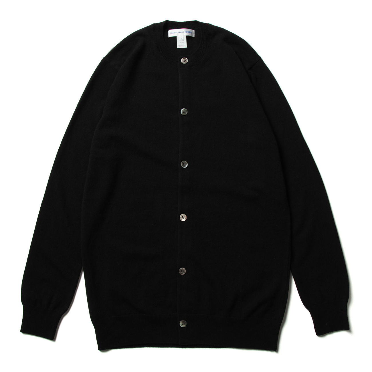 COMME des GARCONS SHIRT | Crew Neck Cardigan - fully fashioned knit lambs wool  gauge 12 - Black | 通販 - 正規取扱店 | COLLECT STORE / コレクトストア