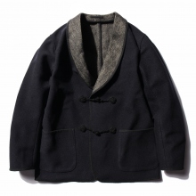 COMOLI / コモリ | ウールサテン スモーキング ジャケット - Navy