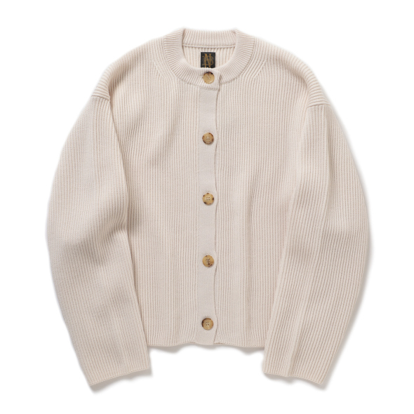 BATONER / バトナー | SOLID WOOL RIB CREW CARDIGAN (レディース