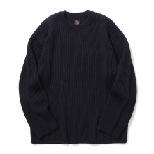 BATONER / バトナー | SOLID WOOL RIB CREW NECK (メンズ) - Navy