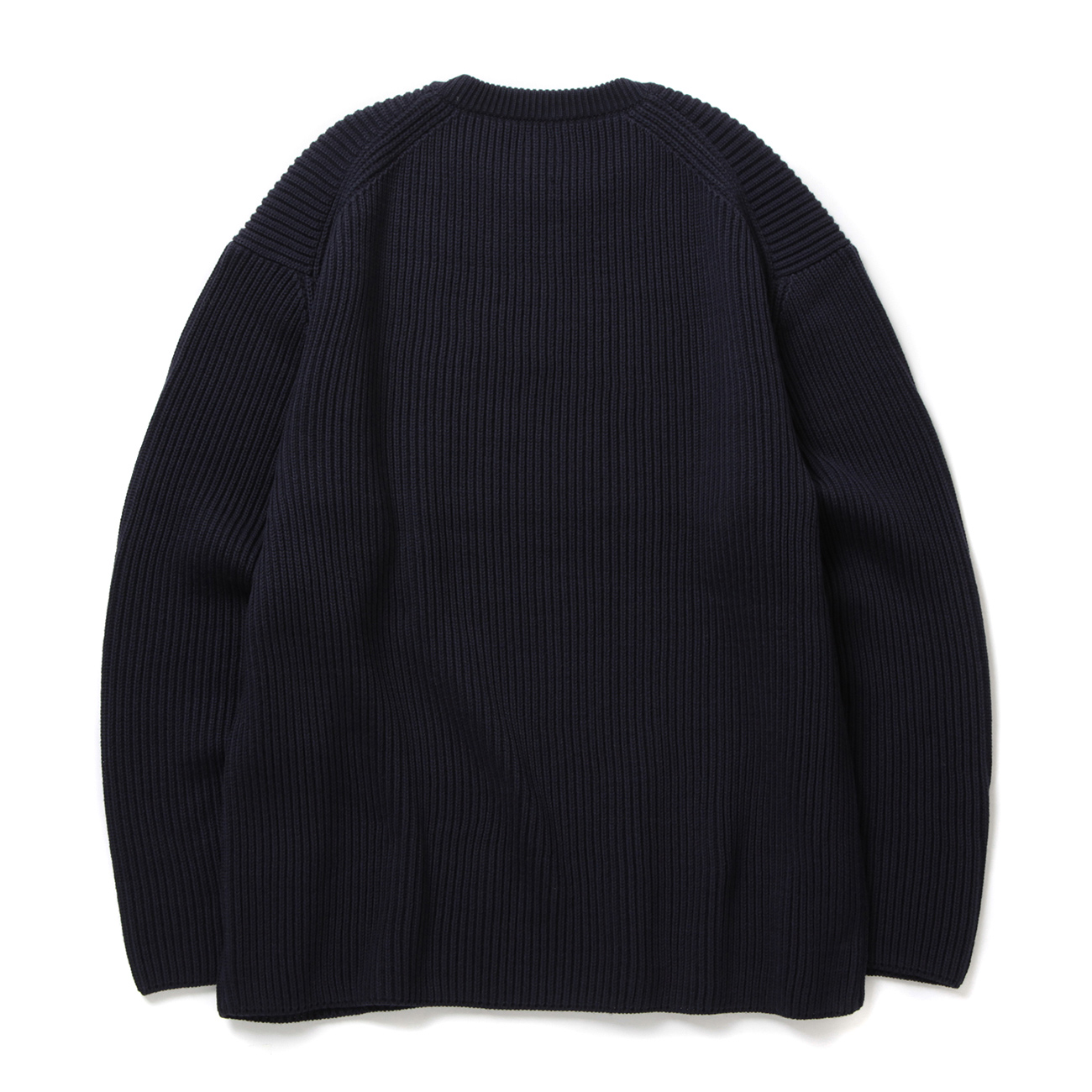 BATONER / バトナー | SOLID WOOL RIB CREW NECK (メンズ) - Navy