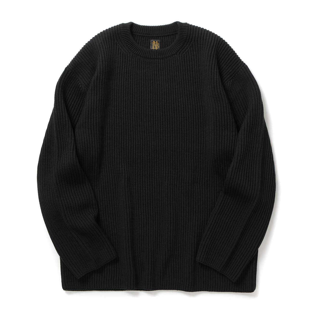 SOLID WOOL RIB CREW NECK (メンズ) - Black