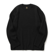 BATONER / バトナー | SOLID WOOL RIB CREW NECK (メンズ) - Black