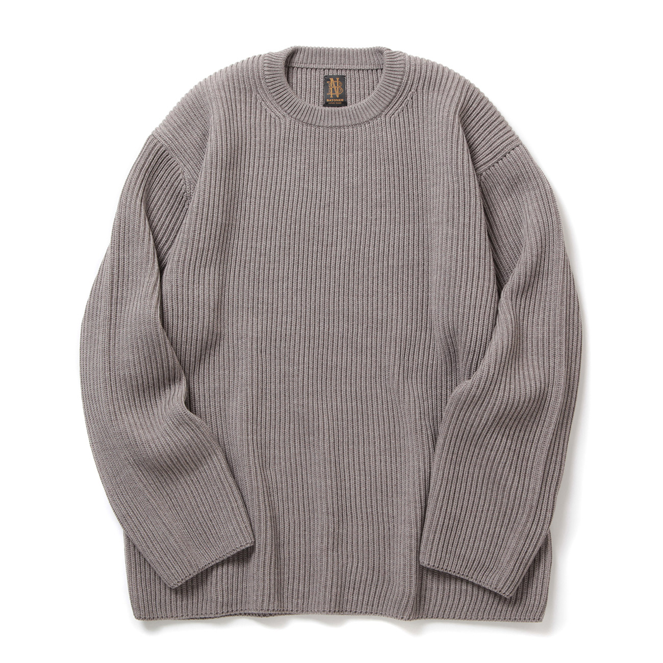 SOLID WOOL RIB CREW NECK (メンズ) - Greige