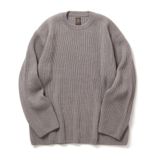 BATONER / バトナー | SOLID WOOL RIB CREW NECK (メンズ) - Greige