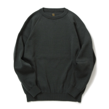 BATONER / バトナー | SOLID WOOL W-FACE CREW NECK (メンズ) - Charcoal Green