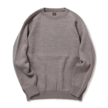 BATONER / バトナー | SOLID WOOL W-FACE CREW NECK (メンズ) - Greige