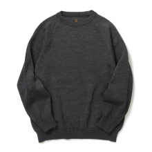 BATONER / バトナー | SOLID WOOL W-FACE CREW NECK (メンズ) - Charcoal