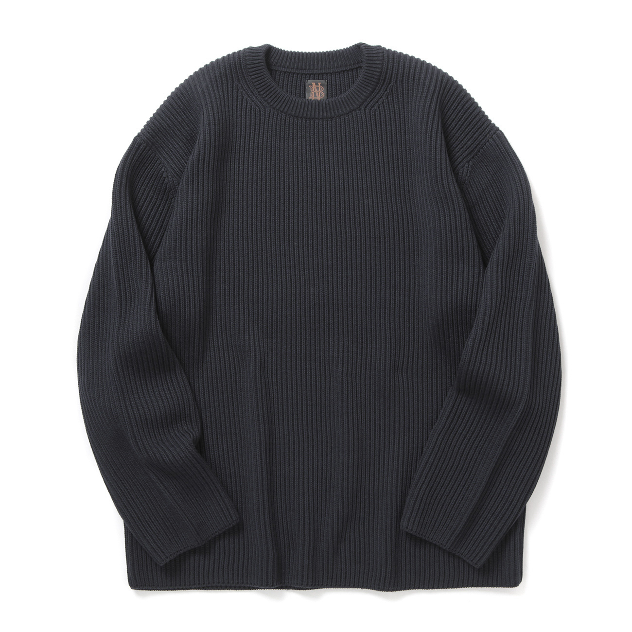 BATONER / バトナー | SOLID WOOL RIB CREW NECK (メンズ) - Charcoal