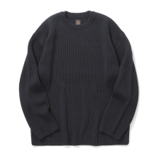 BATONER / バトナー | SOLID WOOL RIB CREW NECK (メンズ) - Charcoal Blue