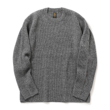 BATONER / バトナー | SOLID WOOL RIB CREW NECK (メンズ) - Ivory×Black