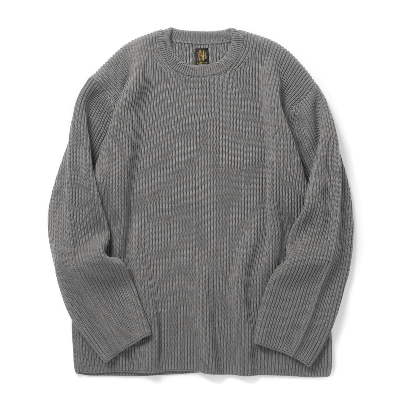 BATONER / バトナー | SOLID WOOL RIB CREW NECK (メンズ) - Melange 