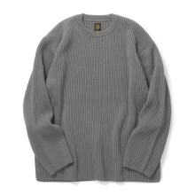 BATONER / バトナー | SOLID WOOL RIB CREW NECK (メンズ) - Melange Gray