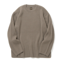 BATONER / バトナー | SOLID WOOL RIB CREW NECK (メンズ) - Melange Brown