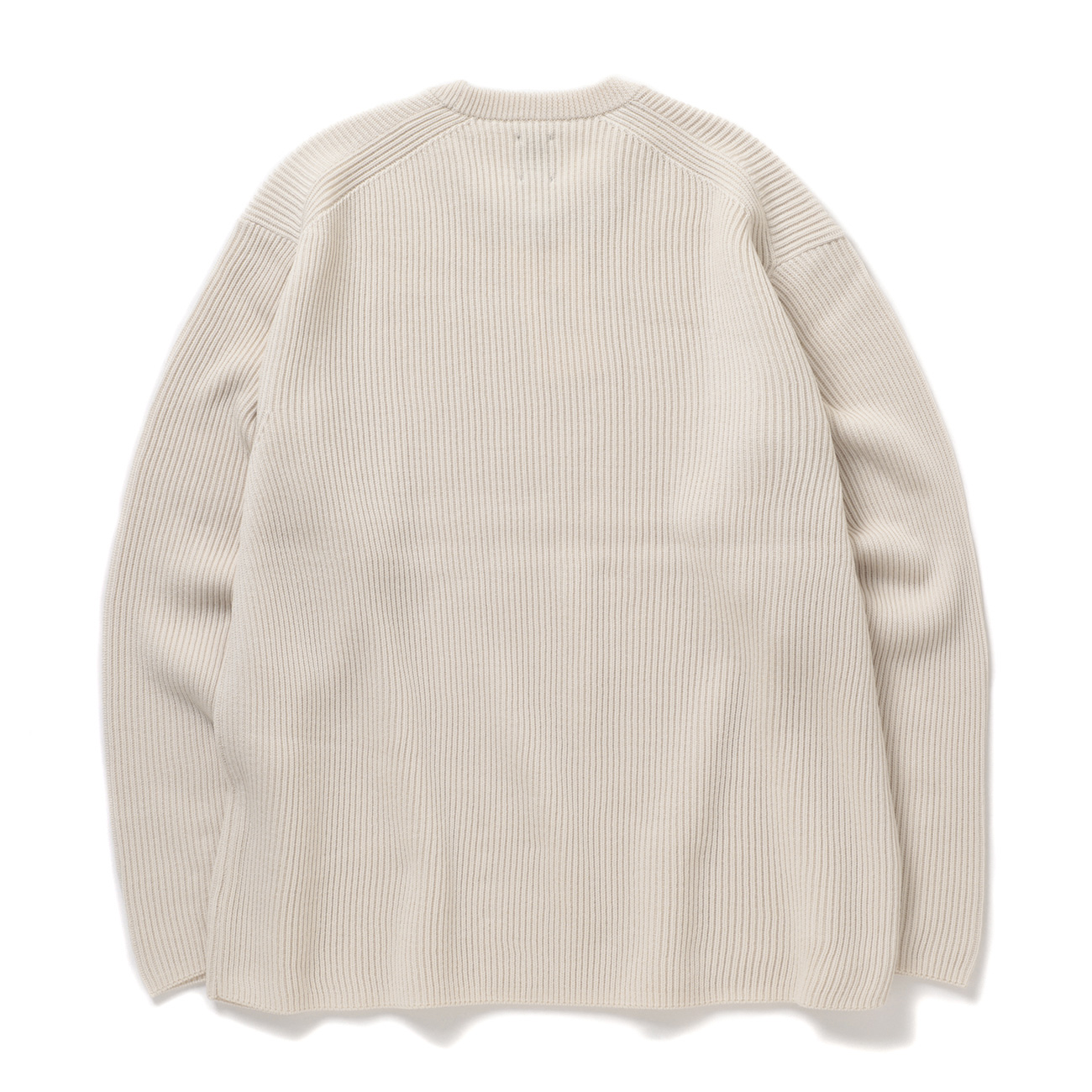 BATONER / バトナー | SOLID WOOL RIB CREW NECK (メンズ) - Ivory