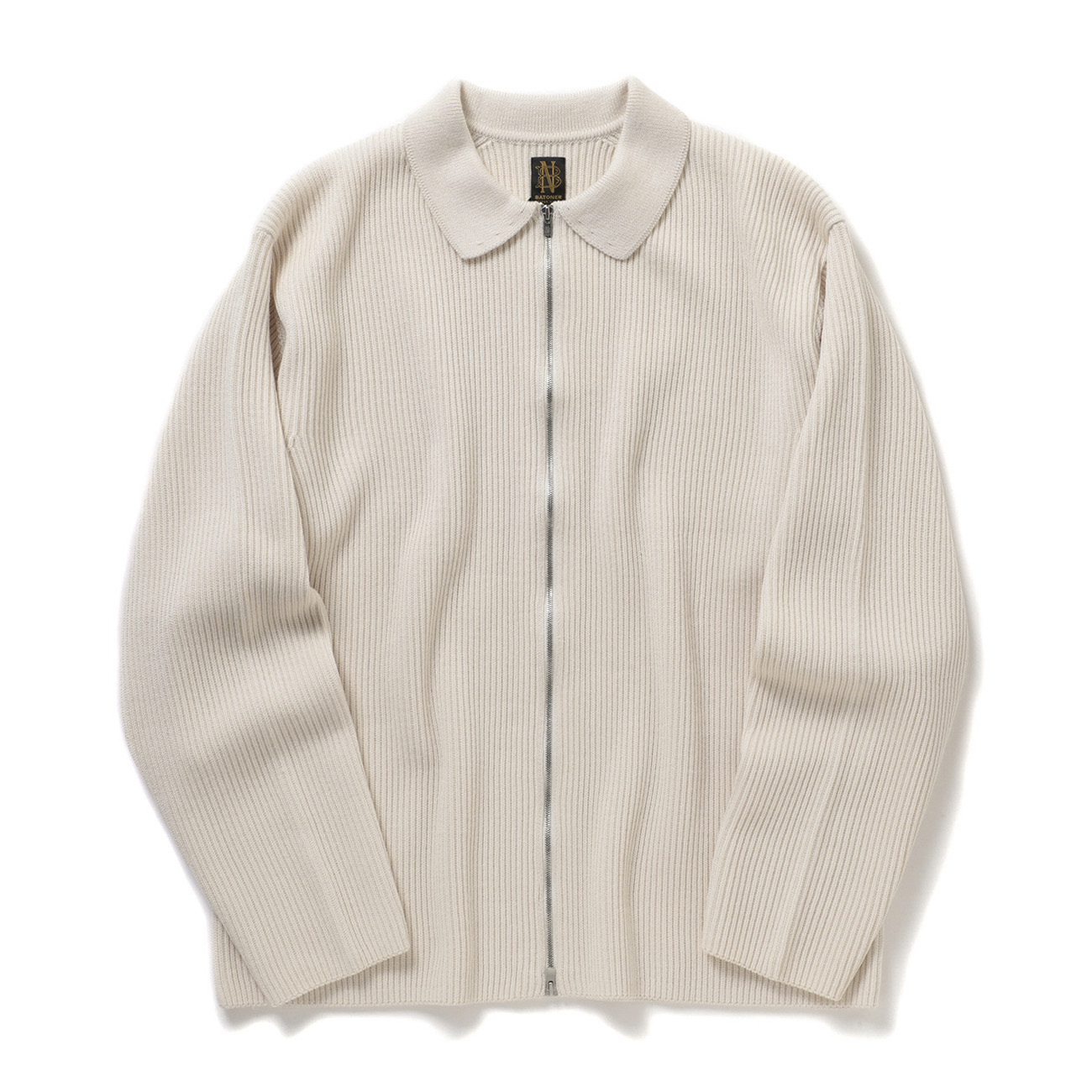 BATONER / バトナー | SOLID WOOL RIB POLO ZIP UP CARDIGAN (メンズ