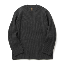 BATONER / バトナー | SOLID WOOL RIB CREW NECK (メンズ) - Charcoal