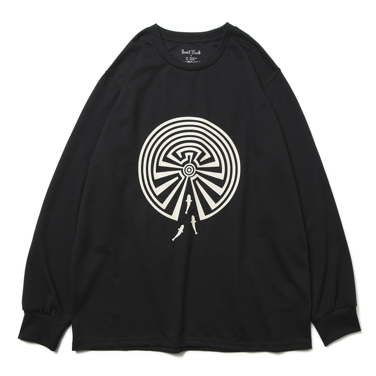 L/S Crew Neck Tee - MAZE - Black