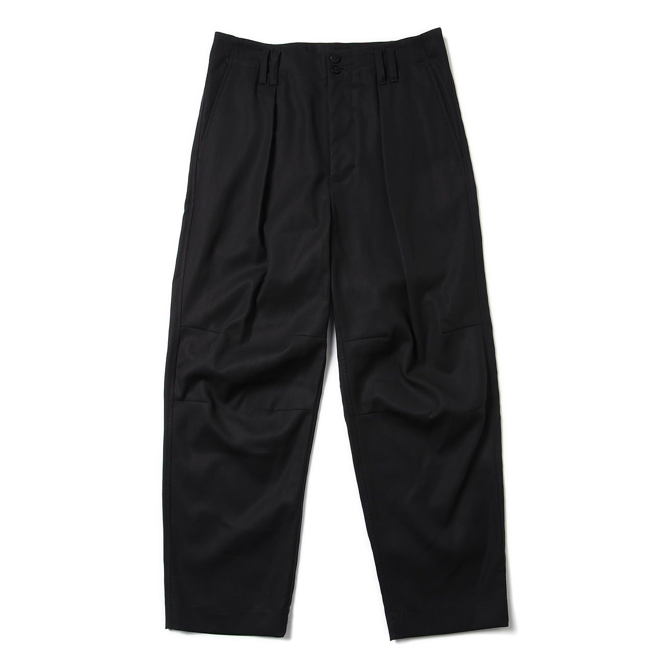 COTTON GABARDINE - 1 TUCK PANTS - D.Navy