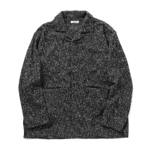 INTERIM / インテリム | TEXTURED DONEGAL BOUCLE / DEADSTOCK HYPER BIG FLY FRONT SHIIRTS JACKET - Black