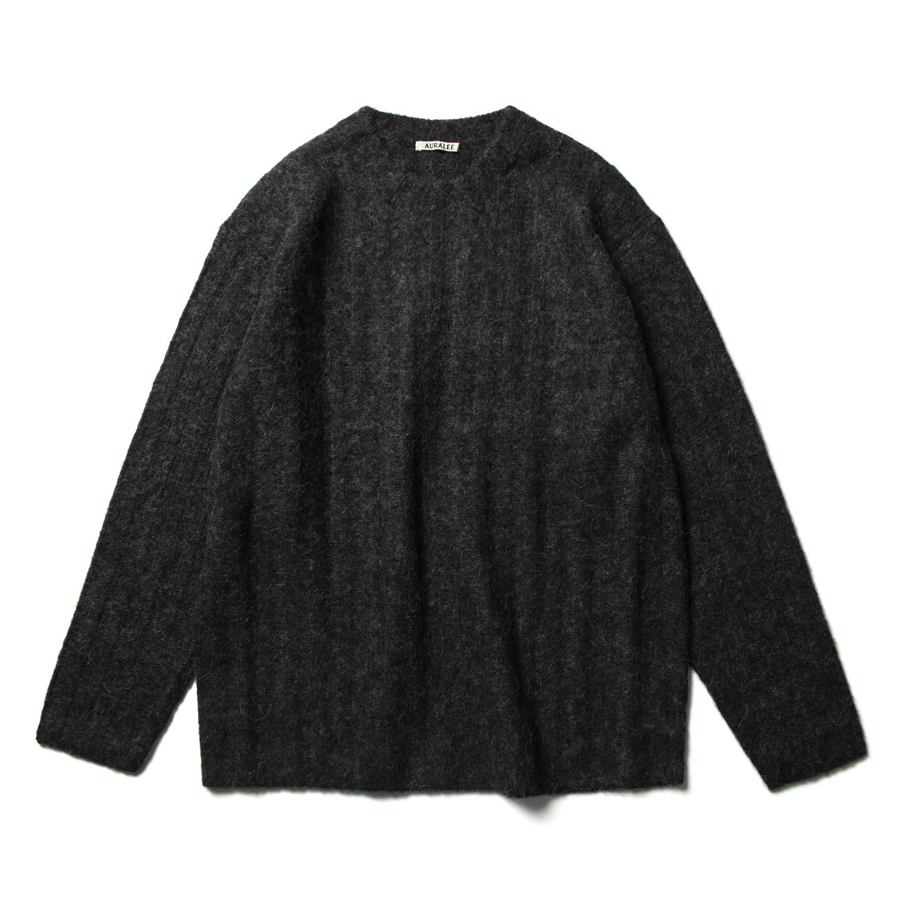 BABY ALPACA WOOL WIDE RIB KNIT P/O (メンズ) - Top Charcoal