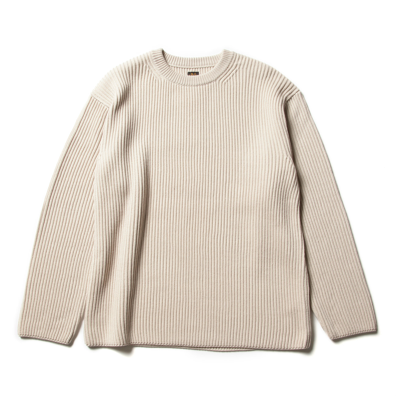 RIB CREW NECK - Pink Beige