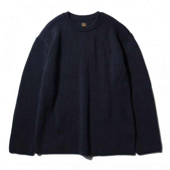 BATONER / バトナー | RIB CREW NECK - Navy | 通販 - 正規取扱店