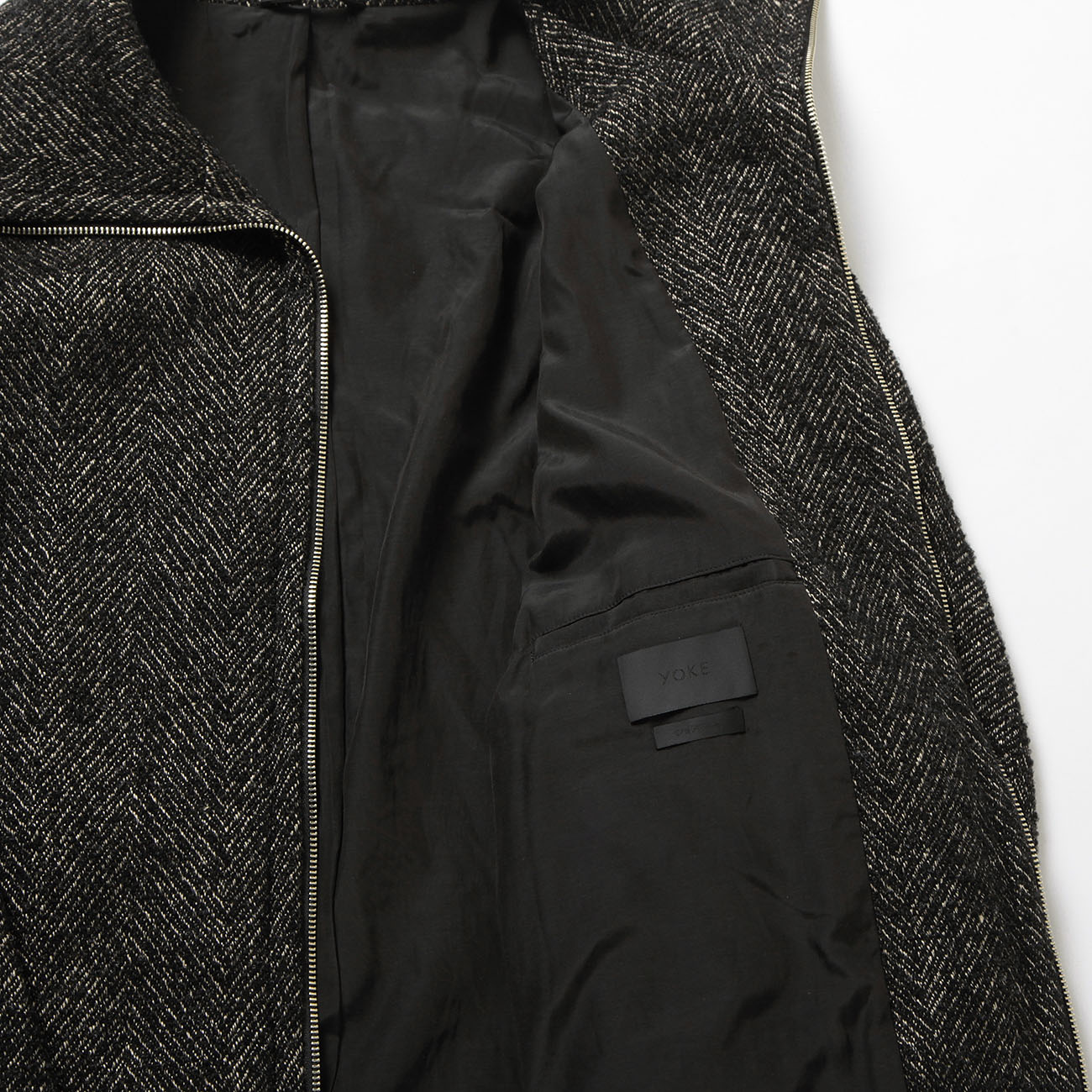 YOKE / ヨーク | TWEED STAND COLLAR ZIP BLOUSON - Black