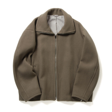 YOKE / ヨーク | MELTON STAND COLLAR ZIP BLOUSON - Greige