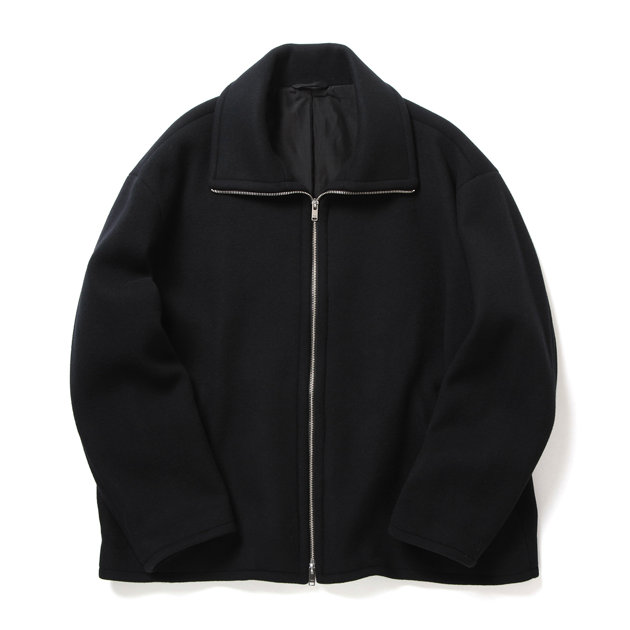 YOKE / ヨーク | MELTON STAND COLLAR ZIP BLOUSON - Black YOKE / ヨーク | MELTON STAND COLLAR ZIP BLOUSON - Black